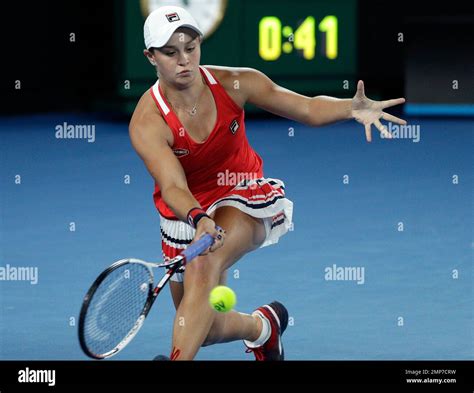 Australia's Ashleigh Barty returns to Aryna Sabalenka of Belarus during ...