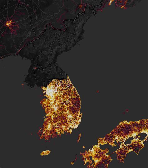 North Korea vs. South Korea - Vivid Maps | South korea, Light pollution map, North korea