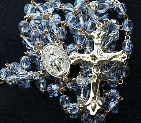 Catholic Swarovski Clear Crystal Rosary Beads in Gold - Etsy