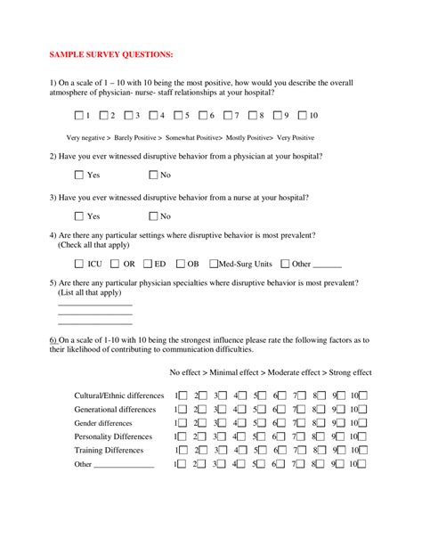 Hospital Staff Relationships Evaluation Survey Form - Fill Out, Sign Online and Download PDF ...