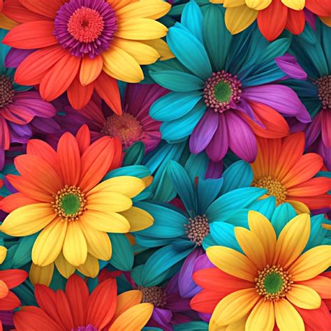 Premium Vector | Seamless pattern 3d colorful abstract flower