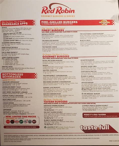 Red Robin Menu Printable