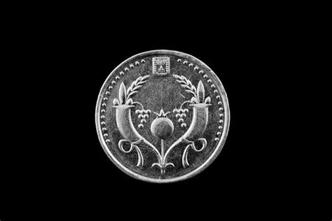 Israeli Two Shekel Coin Isolated On Black Stock Photo - Image of silver ...