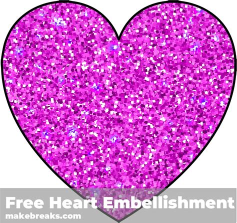 Free Printable Purple Glitter Heart Embellishment - Make Breaks