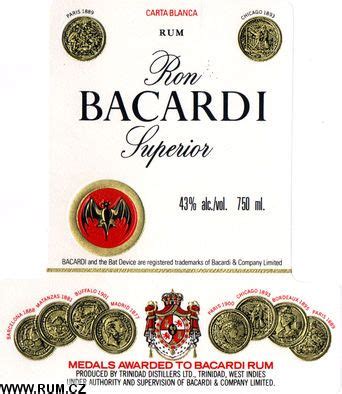 bacardi liqour label | Only 6 of 8 labels are shown. Underplayed labels are variations with ...