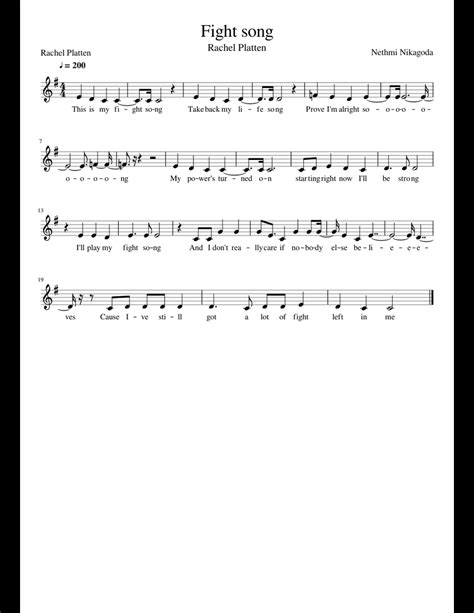 Fight song by Rachel Platten sheet music for Clarinet download free in ...