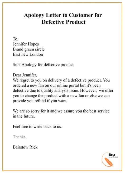 Apology Letter Template to Customer – Format, Sample & Example