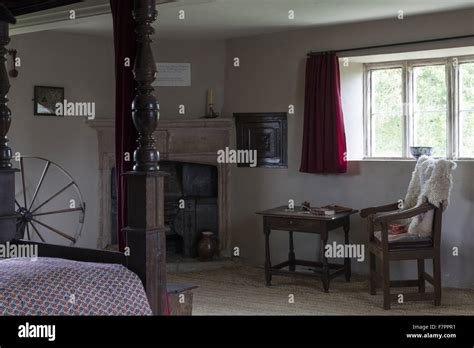 A bedroom at Woolsthorpe Manor, Lincolnshire. Woolsthorpe Manor was ...