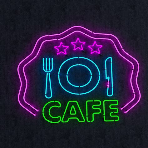 Cafe & Food Neon Sign - 3D Model by nvere