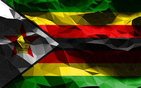 Zimbabwean flag, low poly art, African countries, national symbols, Flag of Zimbabwe, HD ...