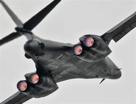 Afterburners lit on a B-1B Lancer supersonic … - aviation