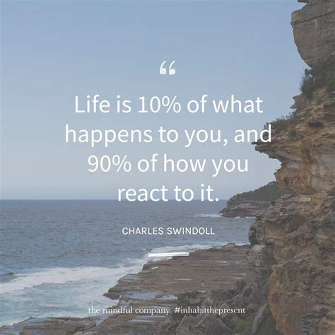 Life is 10% of what happens to you, and 90% of how you react to it. — Charles Swindoll ...