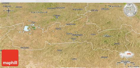 Satellite 3D Map of Karaganda