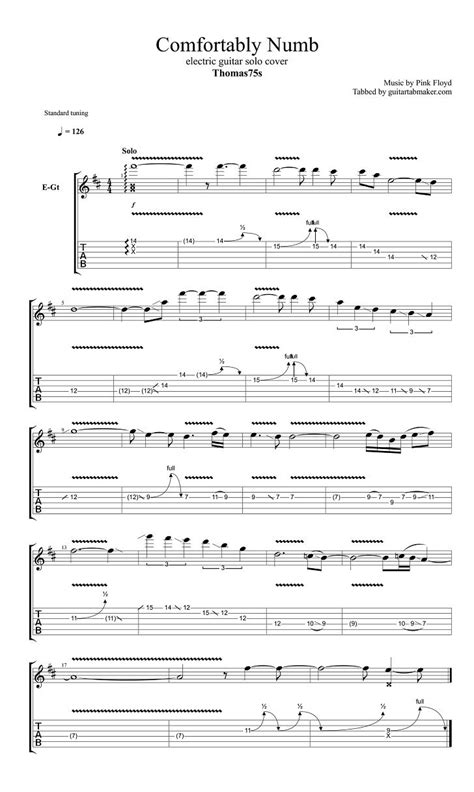 Comfortably Numb guitar solo tab - pdf guitar tab - guitar pro tab ...