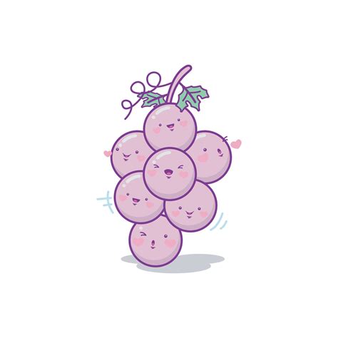 Grapes character cute cartoon kawaii vector illustration 13432839 Vector Art at Vecteezy