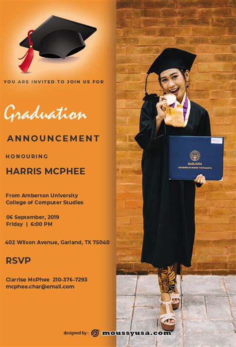 10+ Printable Graduation Announcement template free psd | Mous Syusa