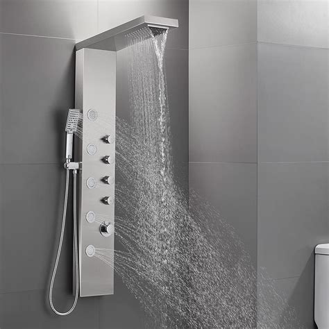 Buy ROVATE Rainfall Waterfall Shower Head Shower Panel System, Stainless Steel Bathroom Shower ...