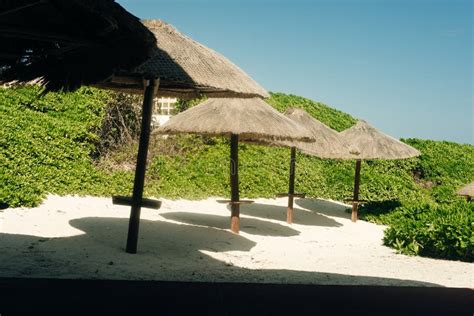 Thatched Hut on a Stretch of Beach Overlooking the Caribbean Sea Stock Photo - Image of bahamas ...