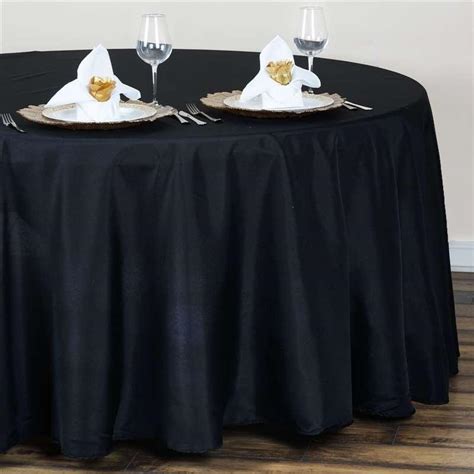 Buy 120" Black Polyester Round Tablecloth - Pack of 1 Tablecloth at ...