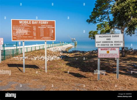 Highway 180 ends at the Fort Morgan Mobile Bay Ferry port in Gulf Shores, Alabama Stock Photo ...