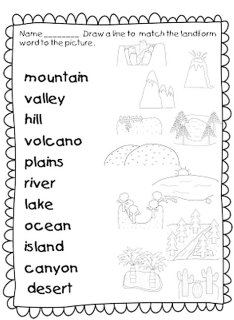 Major Landforms Worksheet Class 5