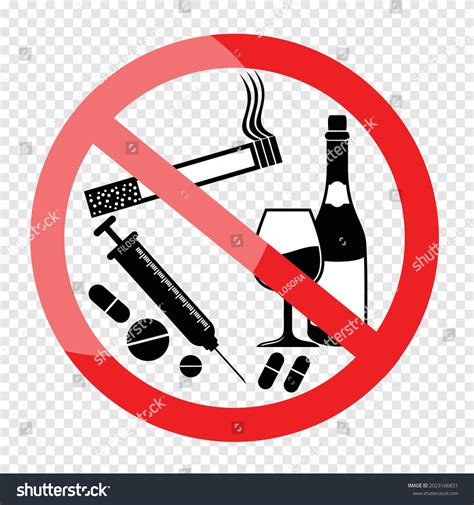 No Alcohol No Drugs Sign Sticker Stock Vector (Royalty Free) 2023166831 ...