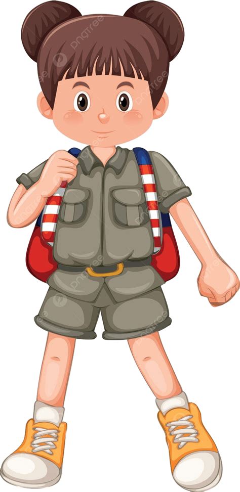 A Girl Scout Character Camp Drawing Uniform Vector, Camp, Drawing, Uniform PNG and Vector with ...