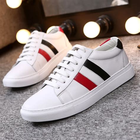 New White Shoes for Men Genuine Leather Sneakers Large Size Lace up ...