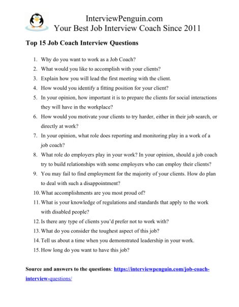 Top 15 Job Coach Interview Questions & Answers [2021 Edition]