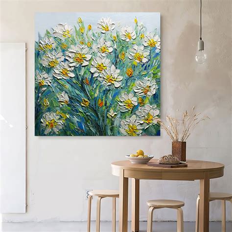 Original White Daisy Flower Oil Painting on Canvaslarge - Etsy