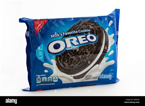 A bright blue package of traditional Oreo Cookies, Milk's Favorite Cookie Stock Photo - Alamy