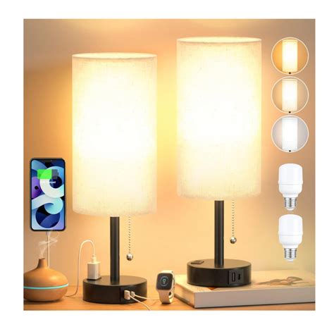 2 Lamps With Outlets And USB Charging Ports