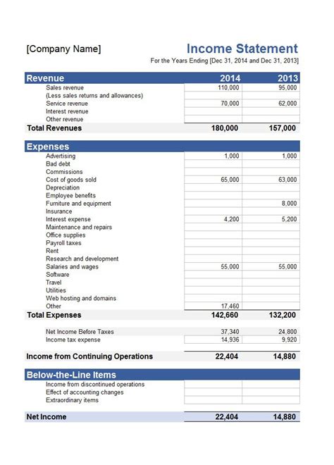 Printable Income Statement | shop fresh