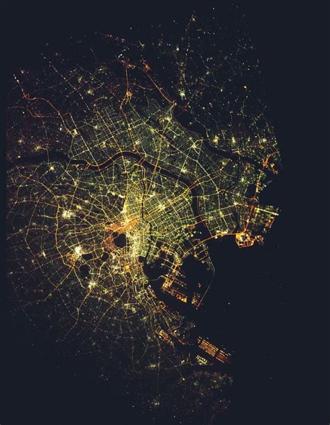 Panorama of ISS038 images showing most of Tokyo, Japan. The original ...