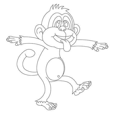 Premium Vector | Cute little monkey outline coloring page for kids ...