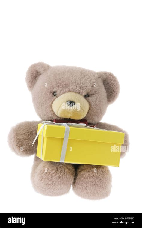 Teddy Bear with Gift Box Stock Photo - Alamy