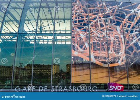 Facade Detail of the Modern Strasbourg Train Station, France Editorial ...