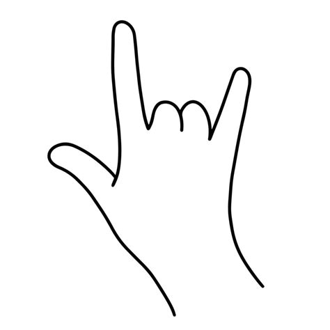 Rock and roll vector icon. Hand-drawn illustration isolated on white background. The right human ...