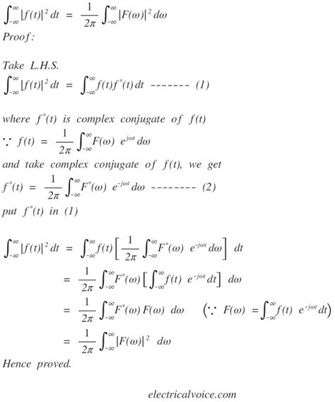 Parseval's theorem Proof | Electricalvoice