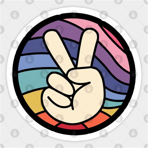 Groovy Peace Sign Hand Hippie Vintage 70s Gift Retro - Peace - Sticker ...