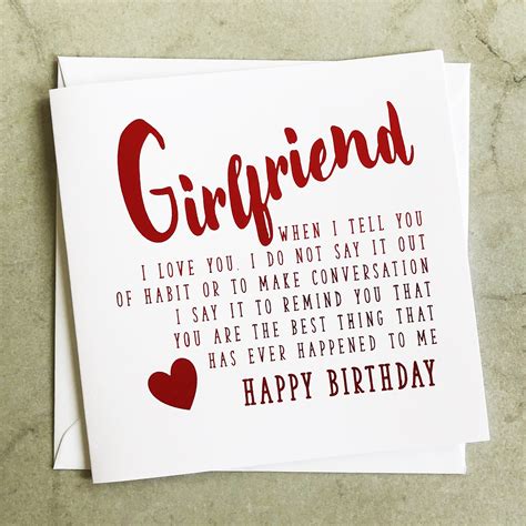 Poem Girlfriend Birthday Card Girlfriend Card Birthday | Etsy