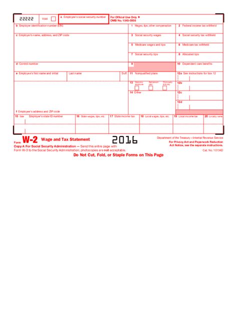 2016 Form IRS W-2 Fill Online, Printable, Fillable, Blank - pdfFiller