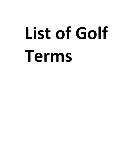 List of Golf Terms - Complete Information