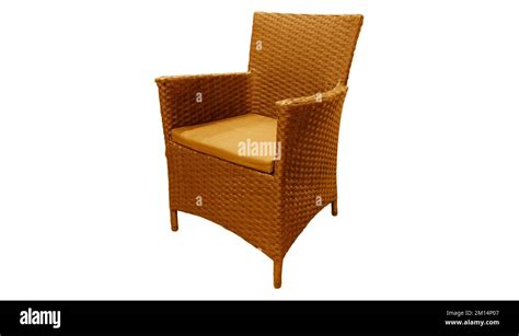 Outdoor rattan brown chair isolated on white background. Wicker chair ...