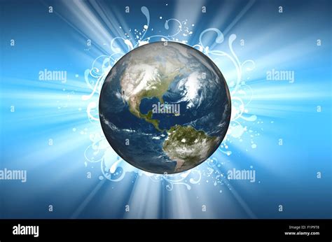 Planet Earth Background Design. Cool Planet Earth in the Center, Sun ...