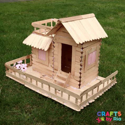 Popsicle stick house – Easy step by step tutorial - Crafts By Ria