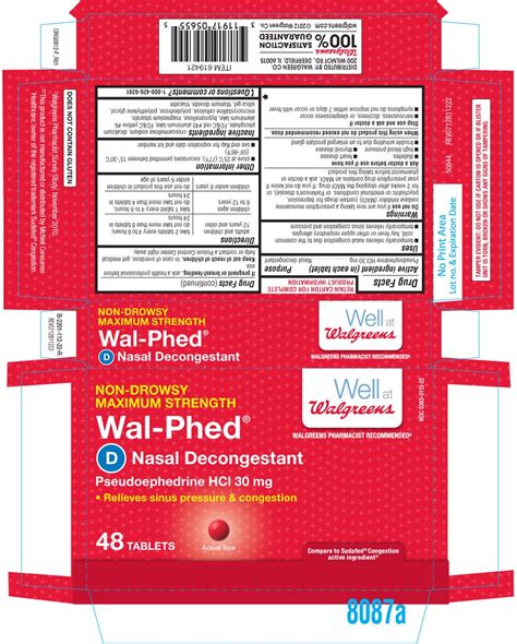 Wal-phed (WALGREEN CO.) PSEUDOEPHEDRINE HYDROCHLORIDE 30mg tablet