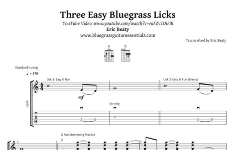 Bluegrass Guitar Tablature by Eric Beaty