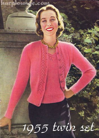 The Vintage Pattern Files: 1950's Knitting - Twin Set For Glamorous Evenings