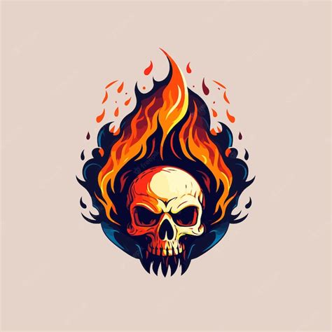 Premium Vector | Fire skull head logo mascot design vector template